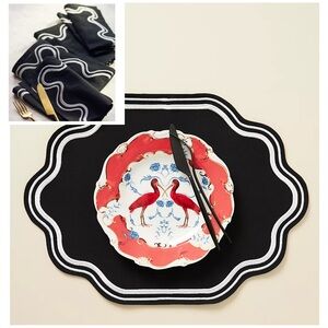Anthropologie Embroidered Placemat and Napkin Set of 4